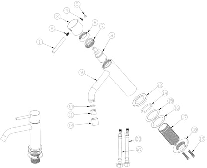 Style washbasin mixer tap brushed brass