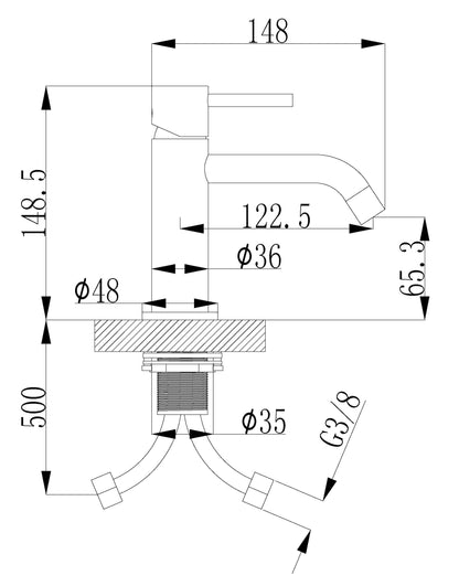 Style washbasin mixer tap brushed copper