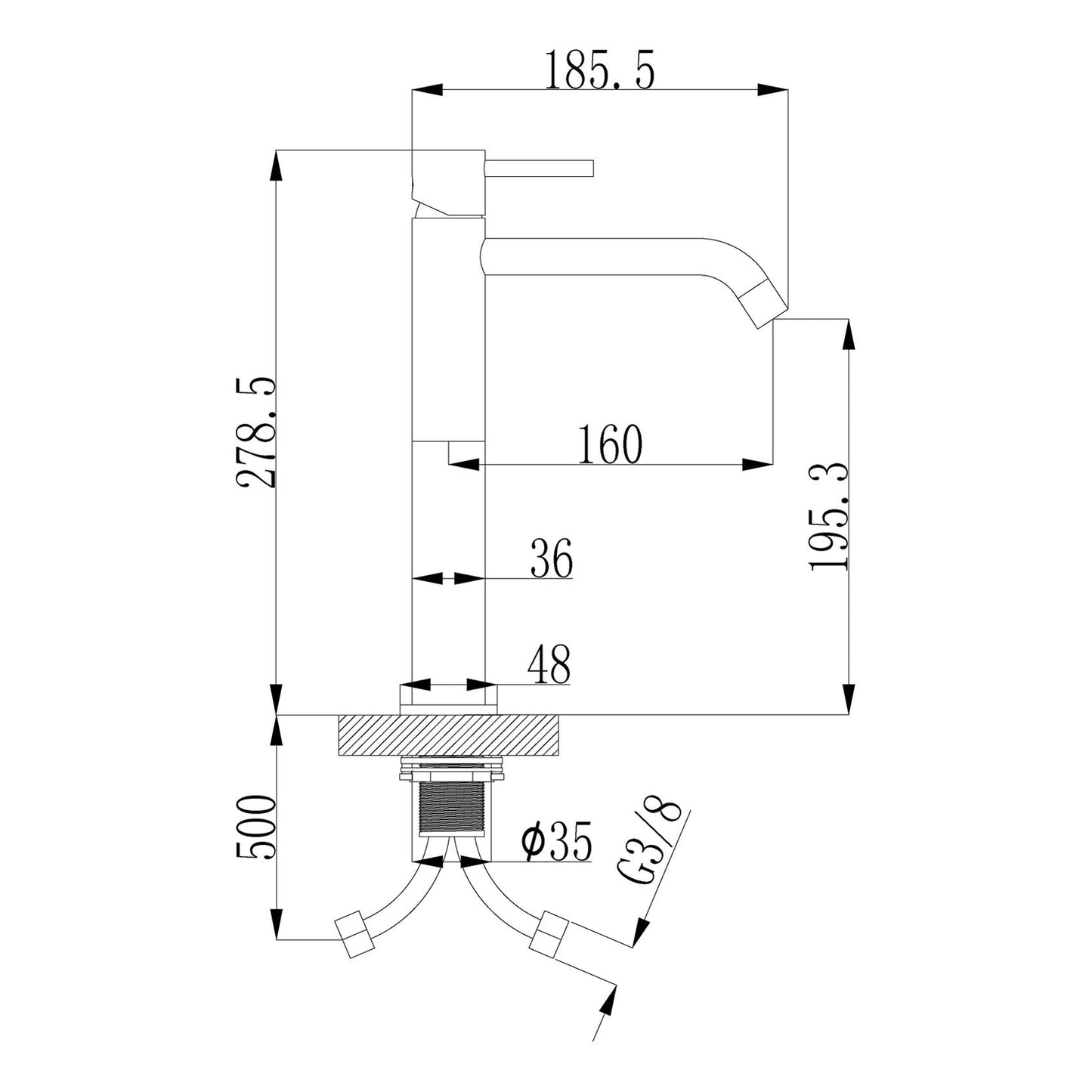 Style XL high washbasin mixer tap brushed copper