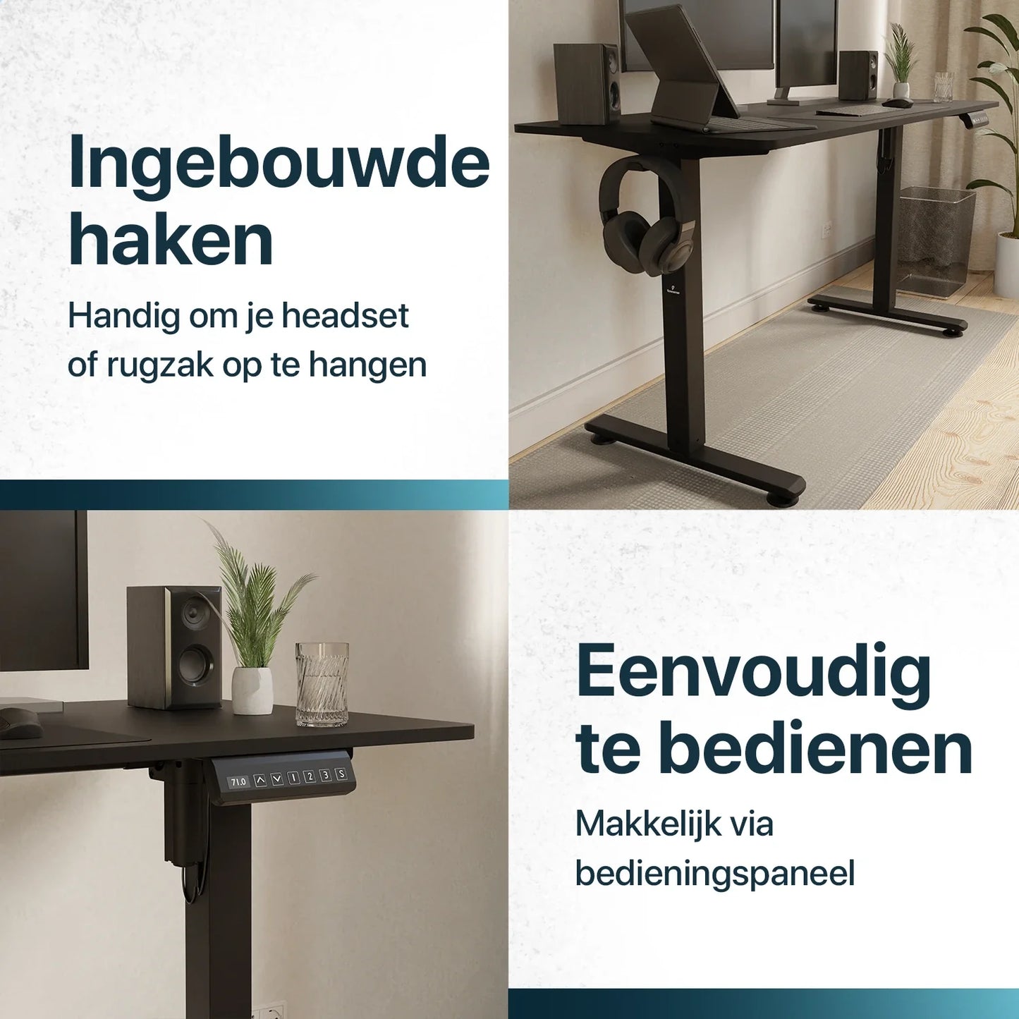 Flowsense Zit Sta Bureau - Verstelbaar Elektrisch Bureau - 160 x 60 cm - WDtegels