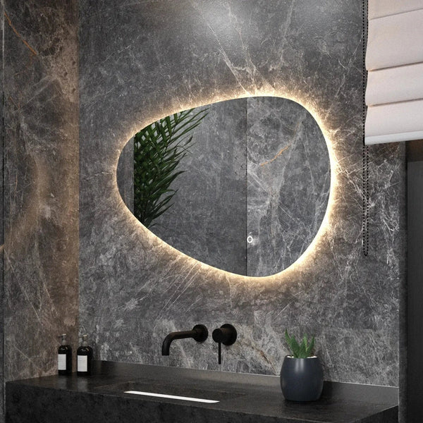 Bathroom mirror - 90x60cm Asymmetrical - Frameless