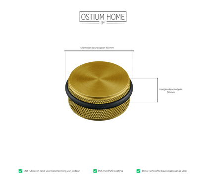 Maattekening van deurstopper Forza in goud, diameter 6,5 cm