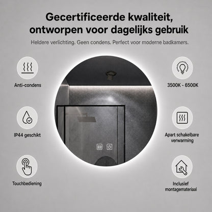 Aloni Omega spiegel rond 80cm met LED-verlichting | WD Tegels