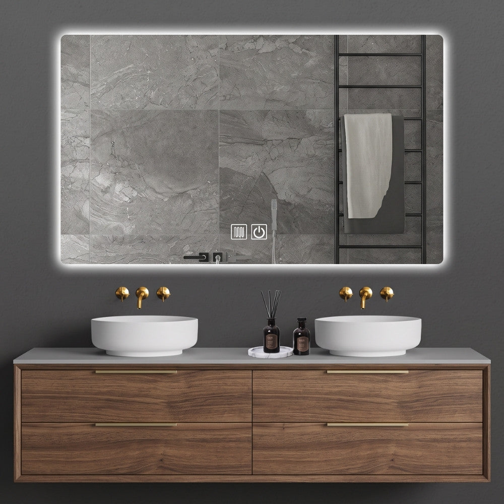 Aloni Queen rechthoekige badkamerspiegel 80x60cm met LED-verlichting