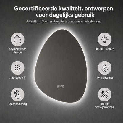 Aloni Uovo Spiegel | 60x80cm | Asymmetrisch | LED-verlichting