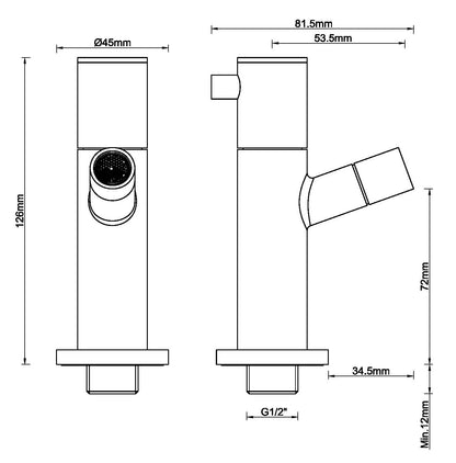 Amador fonteinkraan met muurbevestiging 1/2'' mat zwart - WDtegels