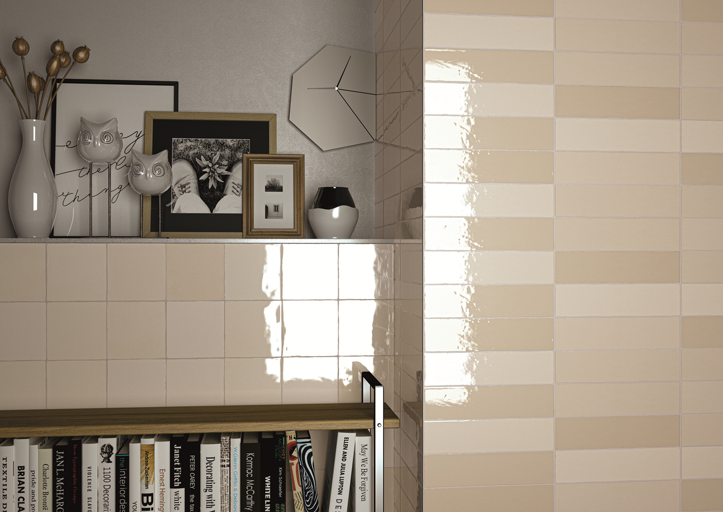 Moos Marfil brillo forma de mano 13x13