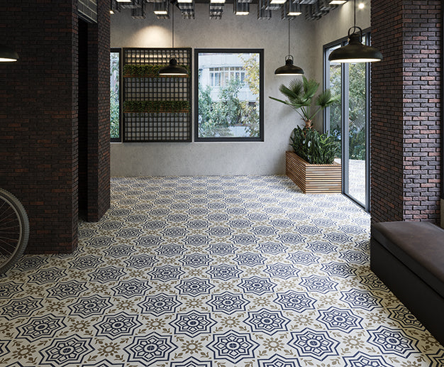 Vloertegel Cemento Decor Bursa Blue 45x45