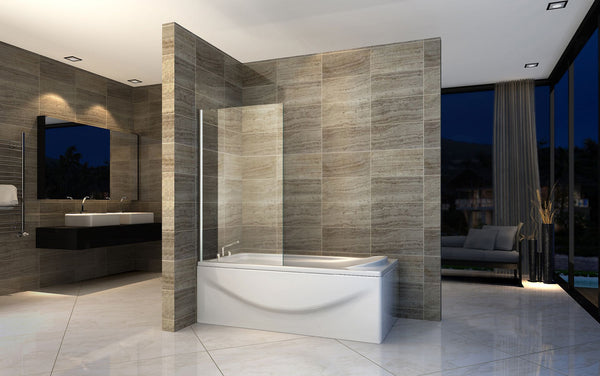 Aloni Bathtub Screen | 70x140cm | 1-Part | Chrome | Clear Glass