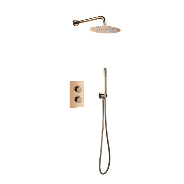 Aloni Built-in Thermostatic Shower Set | Ø25cm | Rain Shower Head | Brushed Copper
