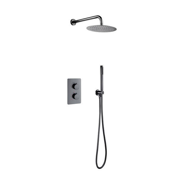 Aloni Built-In Rain Shower Set | Ø25cm | Thermostatic | Gunmetal Grey