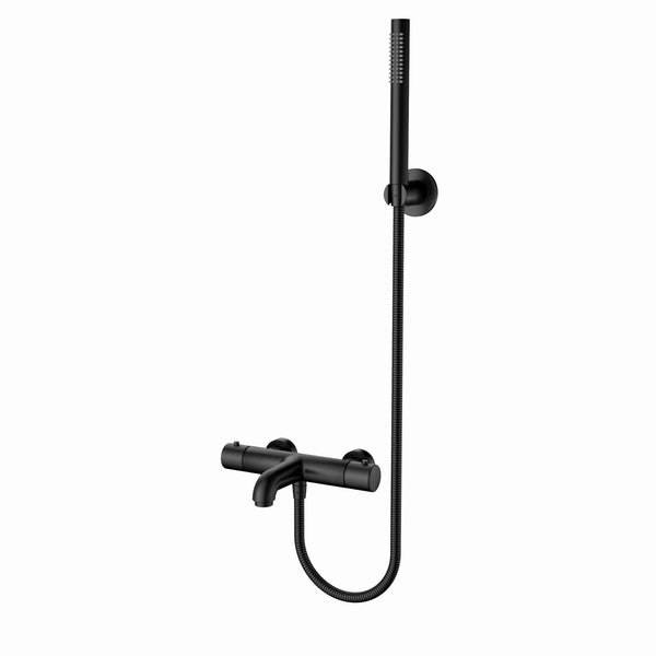 Aloni Grifo mezclador de bañera y ducha | 150cm | Termostático con manguera de ducha | Negro mate