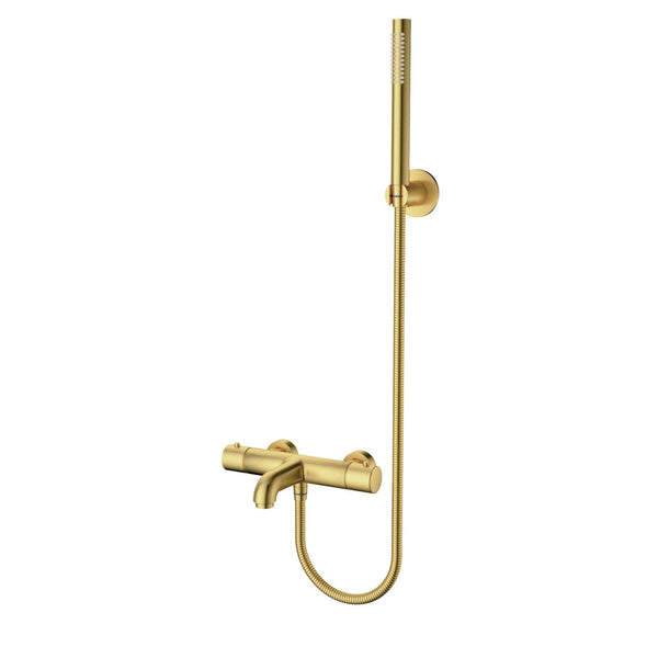 Mezclador de Baño y Ducha Aloni | 150cm | Termostático con Manguera de Ducha | Oro Cepillado