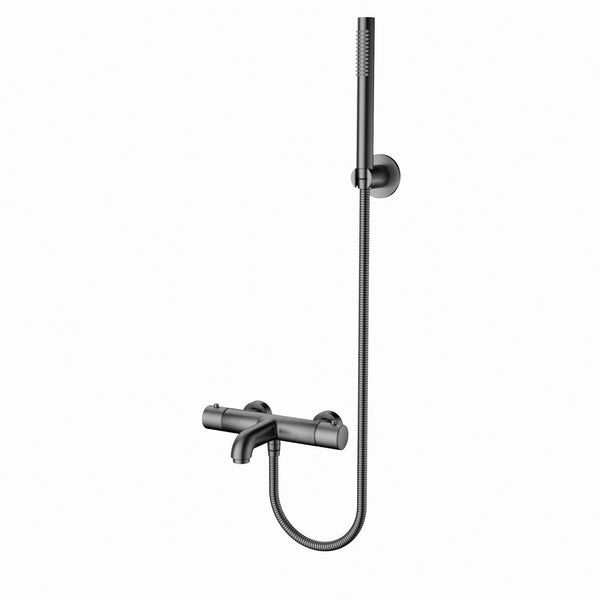 Aloni Grifo mezclador para bañera y ducha | 150cm | Termostático con manguera de ducha | Gunmetal