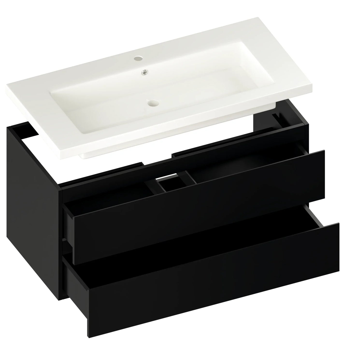 Mueble de baño Sena - 100cm - Negro Mate - Lavabo blanco