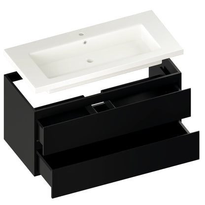 Mueble de baño Sena - 100cm - Negro Mate - Lavabo blanco