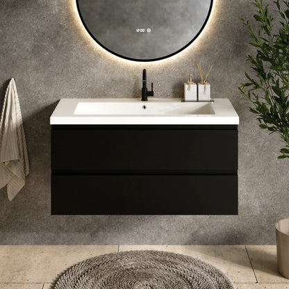 Mueble de baño Sena - 100cm - Negro Mate - Lavabo blanco