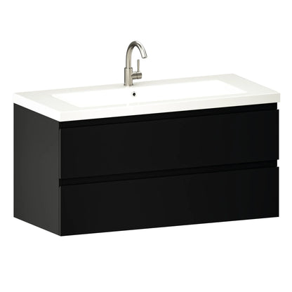 Mueble de baño Sena - 100cm - Negro Mate - Lavabo blanco