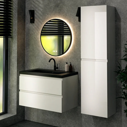Mueble de baño Sova - 80cm - Blanco - Lavabo negro