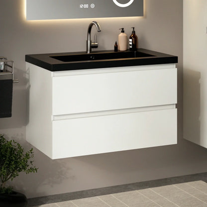 Mueble de baño Sova - 80cm - Blanco - Lavabo negro