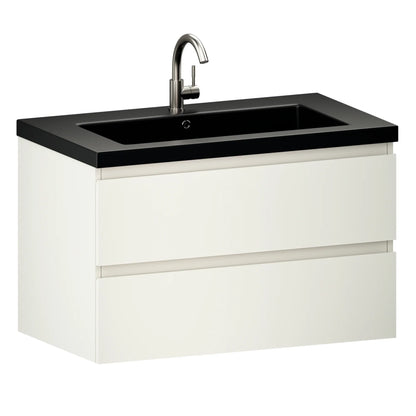 Mueble de baño Sova - 80cm - Blanco - Lavabo negro