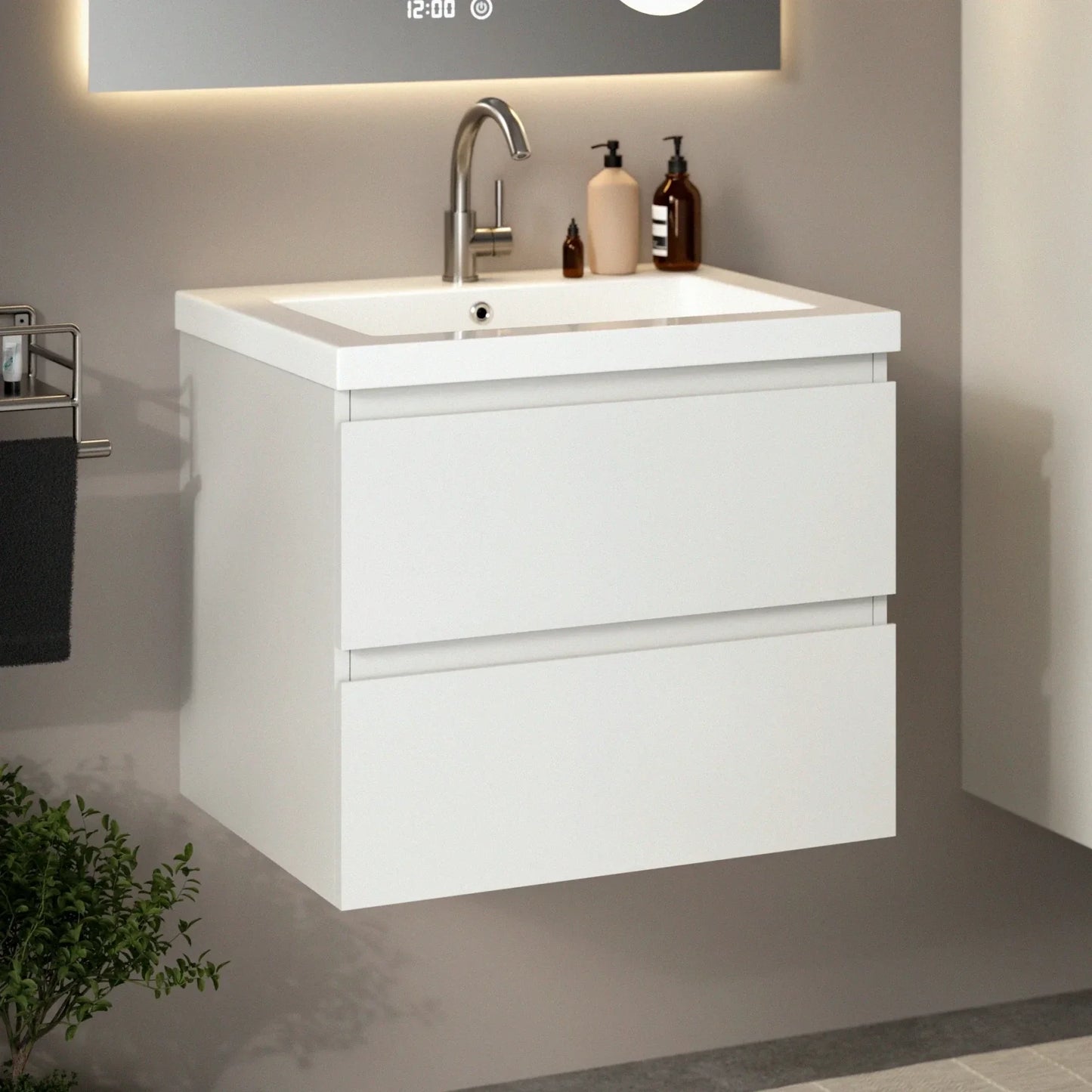Karo bathroom furniture - 60cm - White - White washbasin