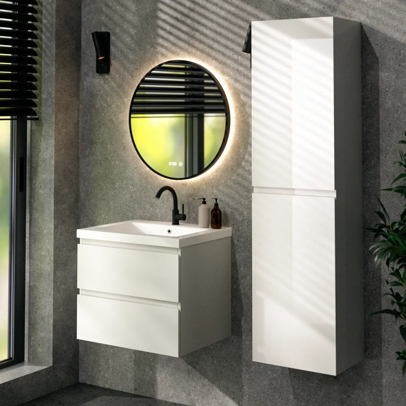 Karo bathroom furniture - 60cm - White - White washbasin