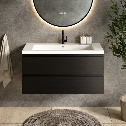 Mueble de baño Sena - 100cm - Roble Negro - Lavabo blanco