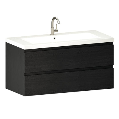 Mueble de baño Sena - 100cm - Roble Negro - Lavabo blanco
