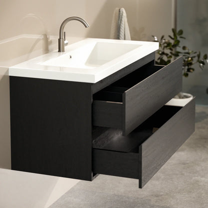 Mueble de baño Sena - 100cm - Roble Negro - Lavabo blanco