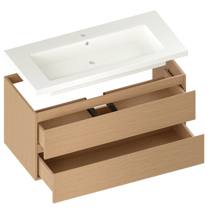 Bathroom furniture Sena - 100cm - Light Oak - White washbasin