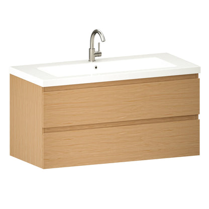 Bathroom furniture Sena - 100cm - Light Oak - White washbasin
