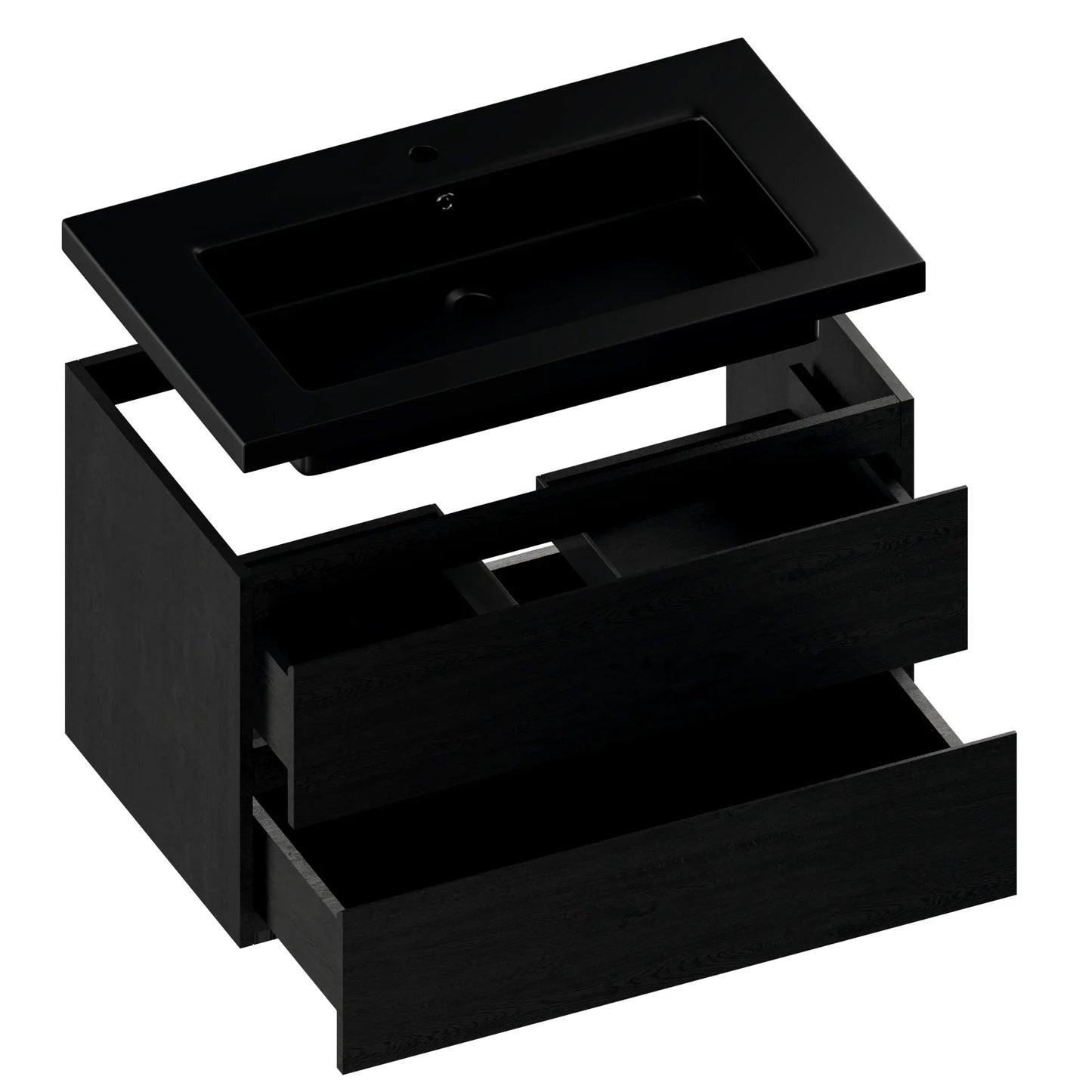 Badkamermeubel Sova - 80cm - Zwart Eiken - Wastafel Zwart