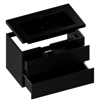 Badkamermeubel Sova - 80cm - Zwart Eiken - Wastafel Zwart