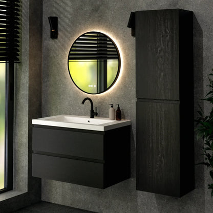 Mueble de baño Sova - 80cm - Roble negro - Lavabo blanco