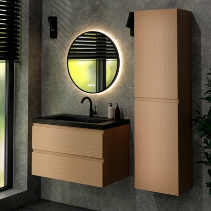 Mueble de baño Sova - 80cm - Roble claro - Lavabo negro