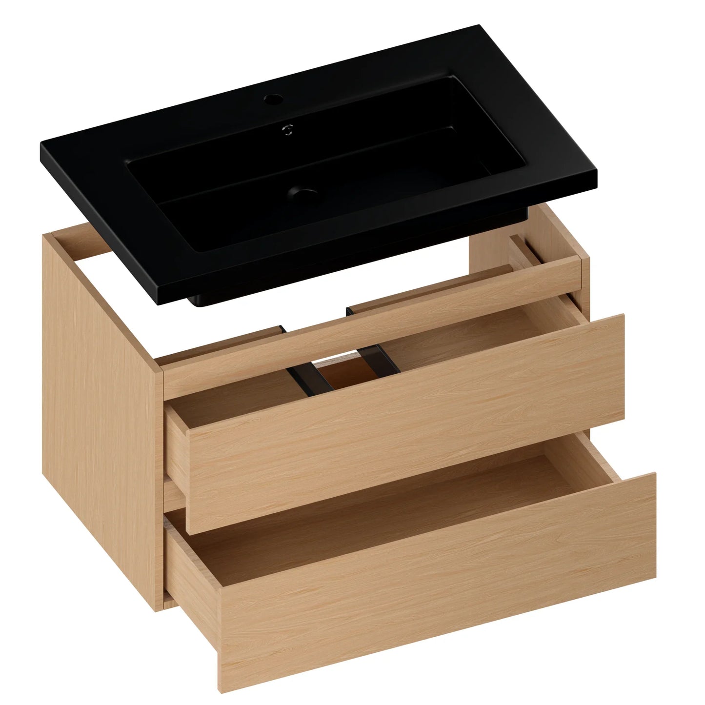 Mueble de baño Sova - 80cm - Roble claro - Lavabo negro