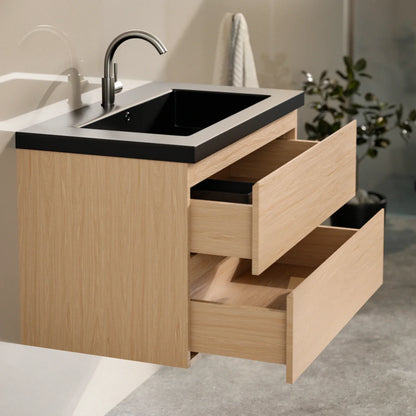 Mueble de baño Sova - 80cm - Roble claro - Lavabo negro