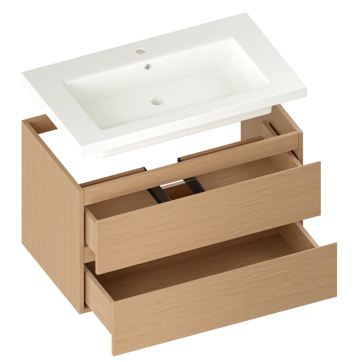 Mueble de baño Sova - 80cm - Roble claro - Lavabo blanco