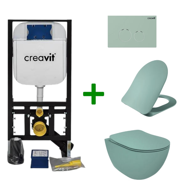 Creavit complete toilet set - Nile green