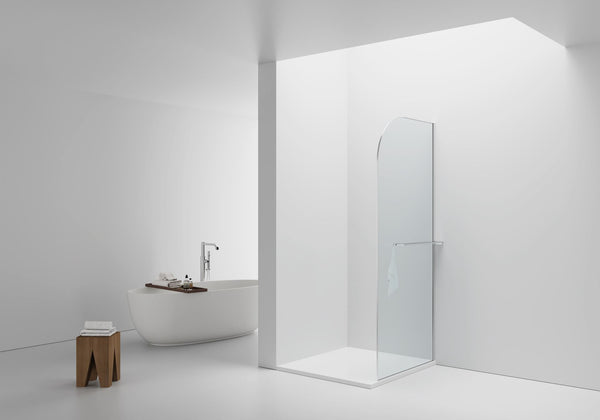 Curvy Inloopdouche | 100x200cm | Handdoekhouder | Chroom | Gebogen Helder Glas