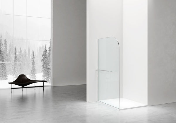 Curvy Walk-in Shower | 120x200cm | Towel Rail | Chrome | Curved Clear Glass