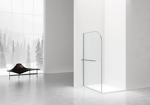 Curvy Inloopdouche | 120x200cm | Handdoekhouder | Gunmetal | Gebogen Helder Glas