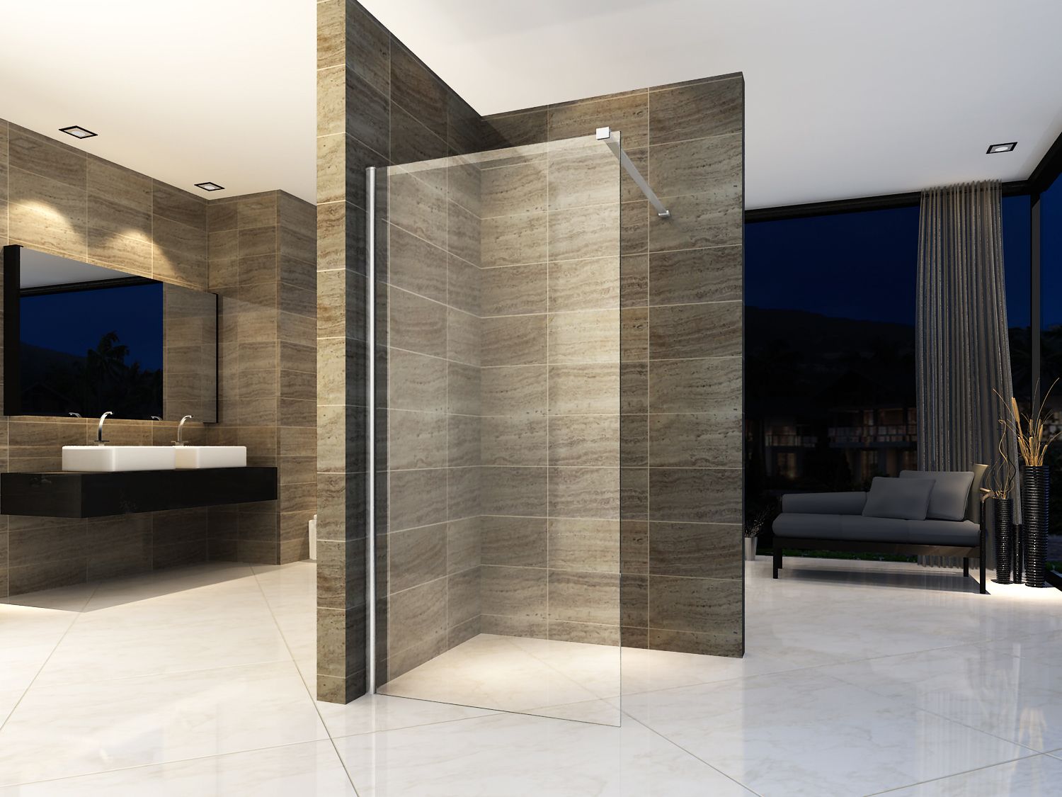 Aloni Inloopdouche | 120X200cm | Chroom | Helder Glas - WDtegels