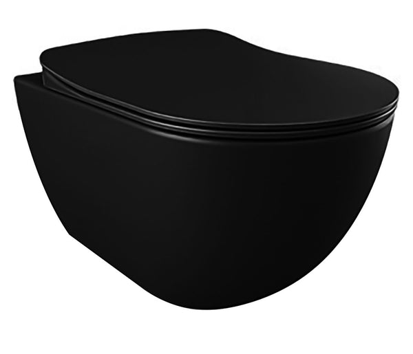 Designer Wall-Mounted Toilet | Matte Black