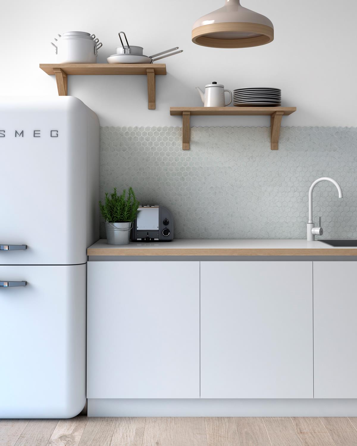 By Goof mozaiek hexagon statuario 3,5x3,5cm - WDtegels