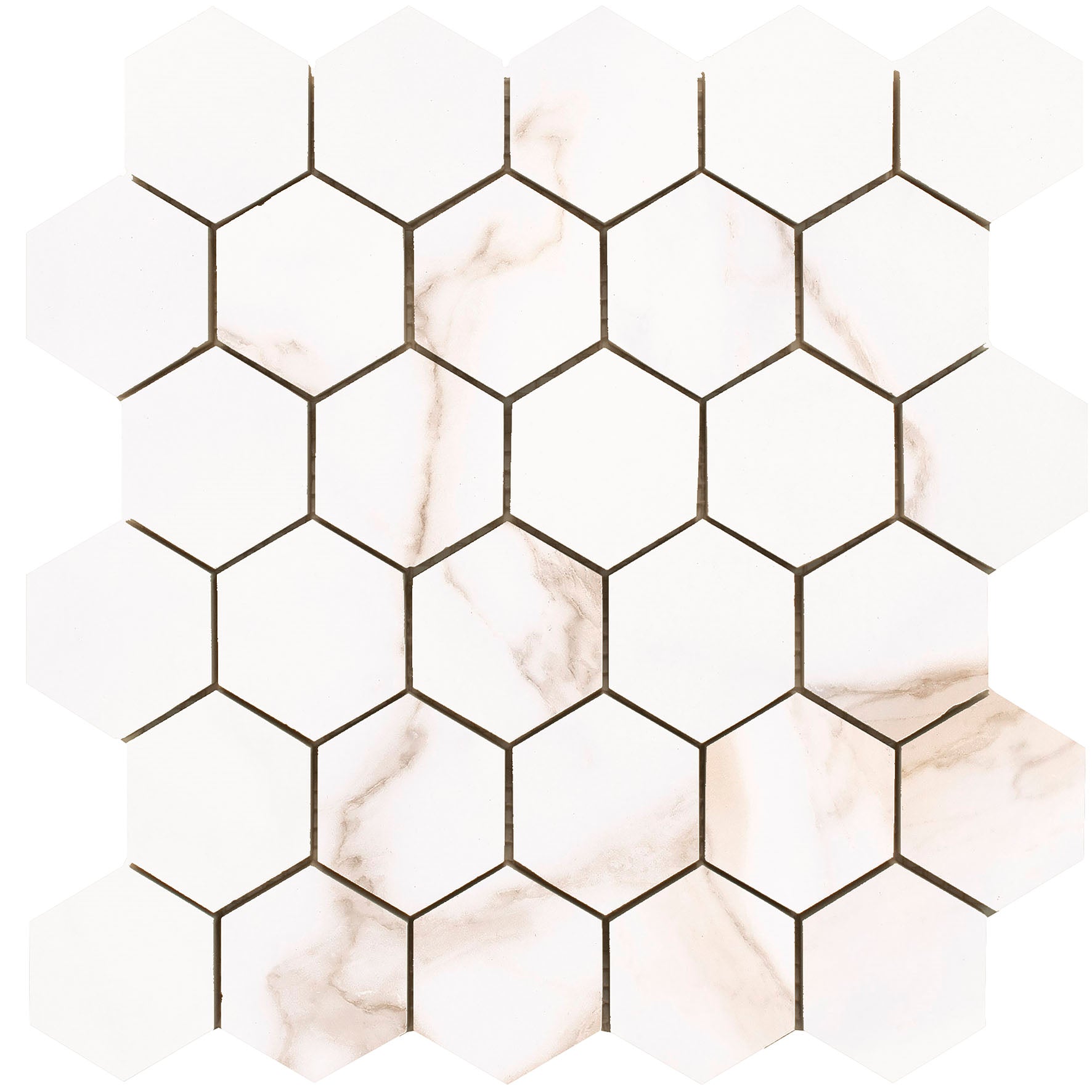 Diamond Gold hexagon mozaiek mat op net van 26x27 - WDtegels
