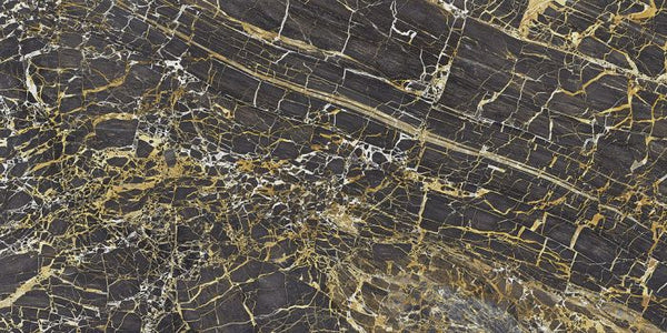 Azulejo de suelo/pared rett Pulido Negro Dorado 60x120