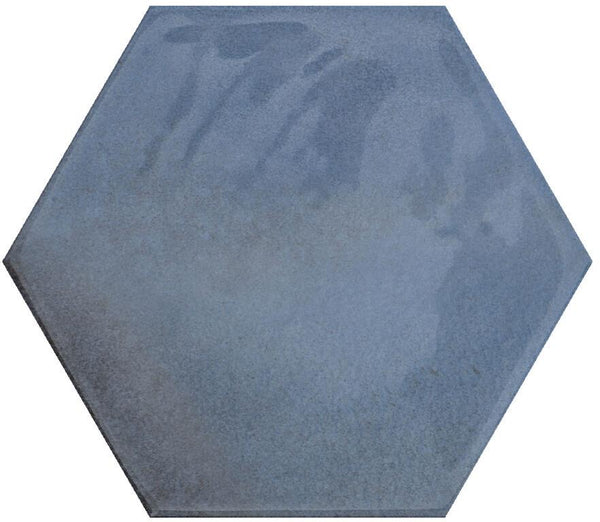 Wandtegel Hexagon Moon Blue glans 16x18