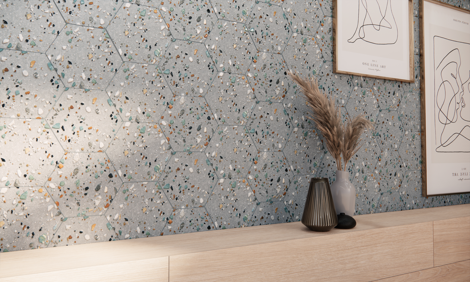 Vloertegel Gobi Grigio hexagon 20x24 - WDtegels